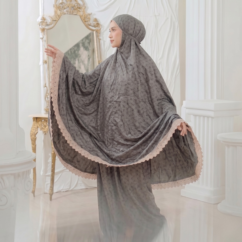 Mukena Wanita Dewasa Jumbo Premium Silk Mahira Series Renda Bordir Eksklusif Adem Lembut Mewah