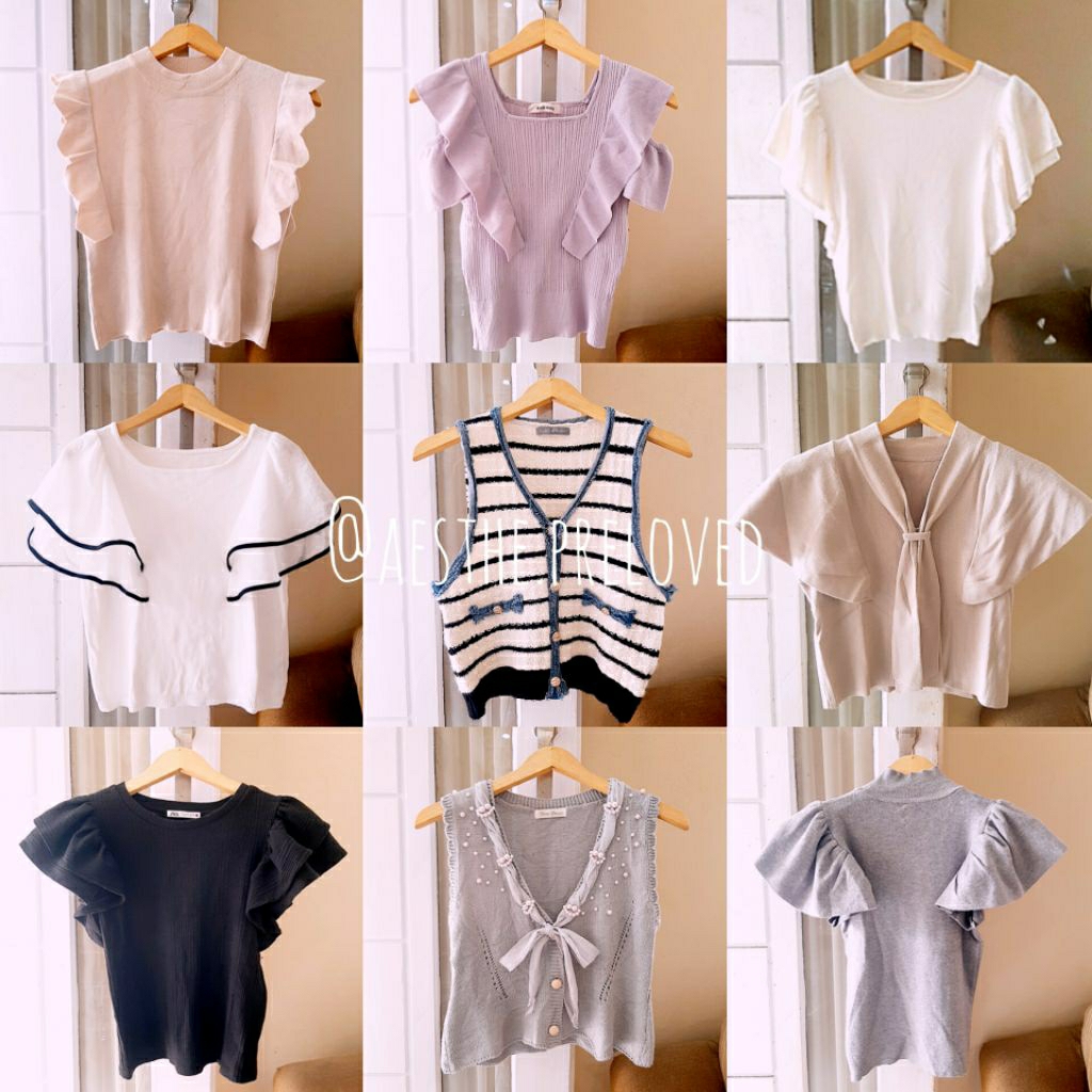 vol.9 - vest kutungan ruffle premium knit rajut crop|| INGNI|| DAZZLIN|| GRL|| OLIVE DES.O|| MISCH M