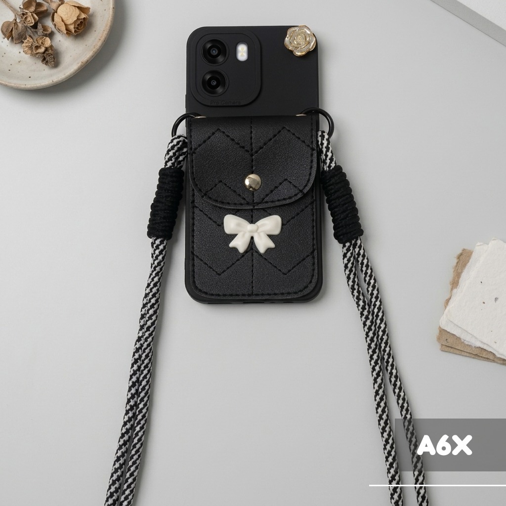 [Bonibag] Case Dompet Tali Oppo A6X | Case Oppo A6X | Kesing Hp A6X | Pelindung Hp | Softcase Oppo A