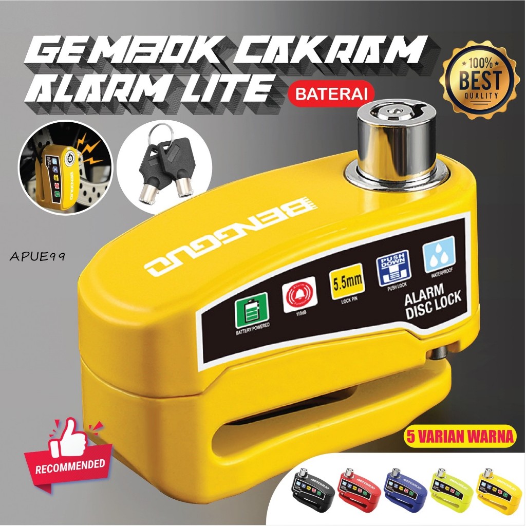 Gembok cakram alarm LITE/Gembok Alarm Cakram Disc Lock Kunci Alarm Gembok Motor Anti Maling