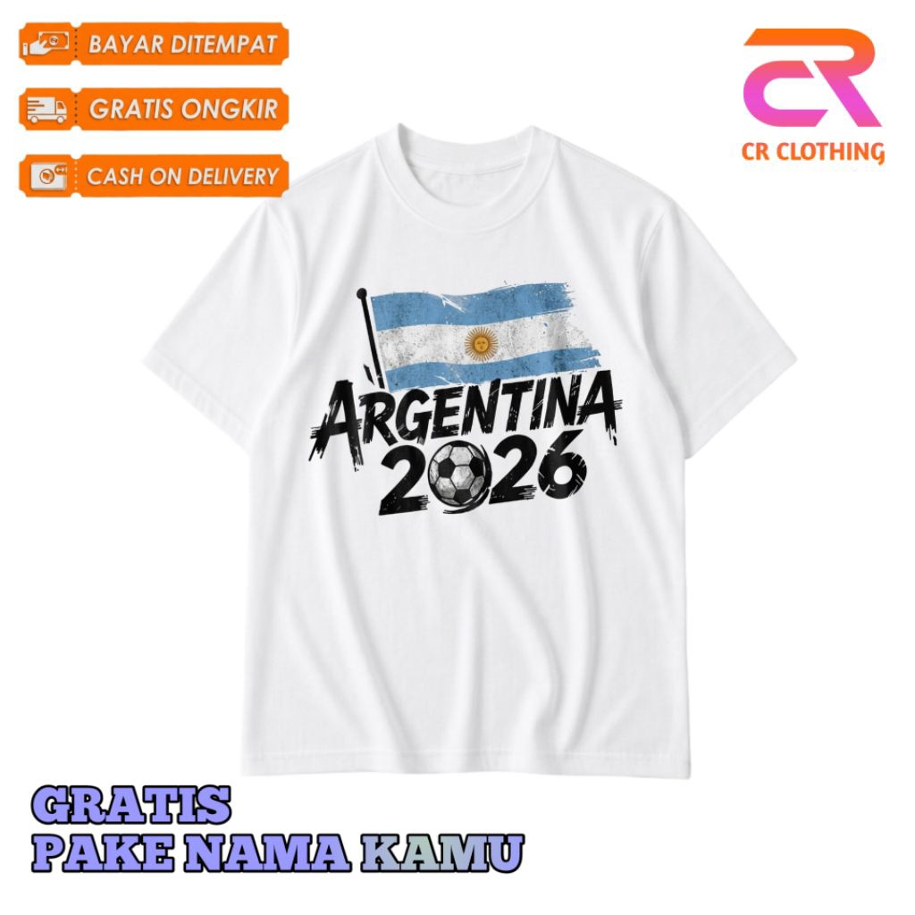 Kaos Dewasa Pria Wanita Baju Atasan Pria Argentina FIFA World Cup Piala Dunia 20026