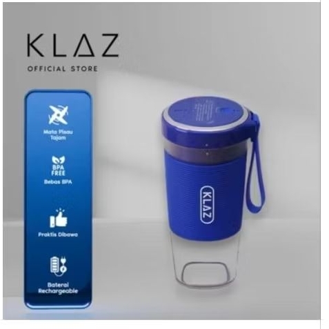 Blender tangan portable 300 ml original klaz 1400 mah warna biru