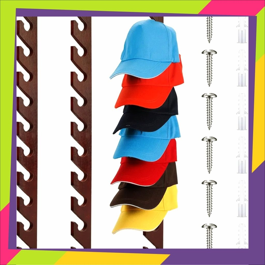 Rak Topi Tempel Dinding / Rak Serbaguna / Rak baju / Rak Tas / Rak Celana / Rak Topi Kayu / Hangar T