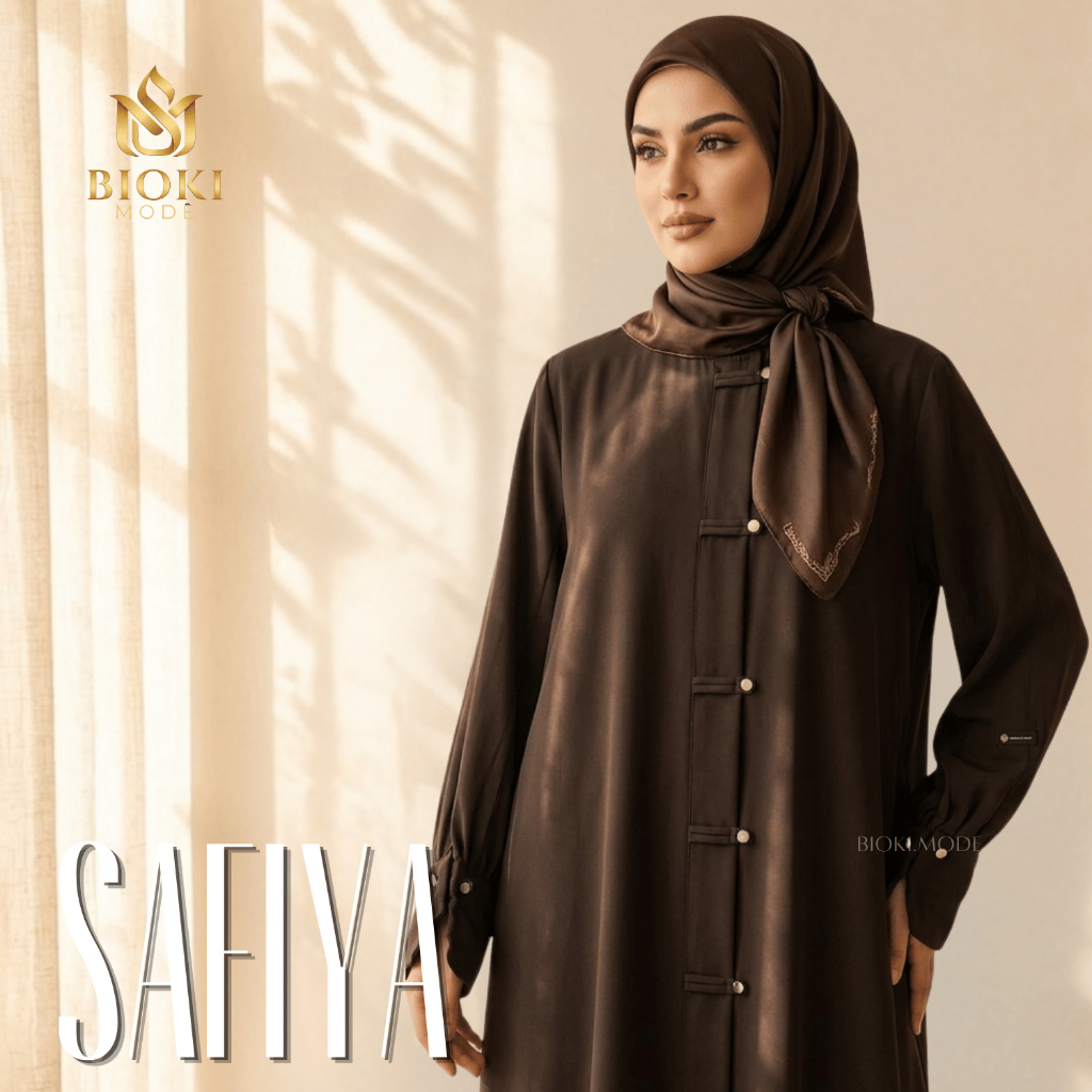 BIOKI - SAFIYA Granada Mazen Abaya Syar'i Anti UV (Busui & Wudhu Friendly | Gamis Muslim Haji Umroh)