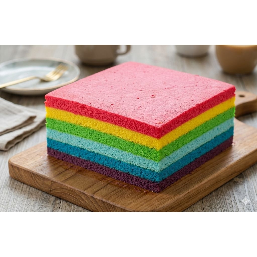 Rainbow cake kukus Loyangan