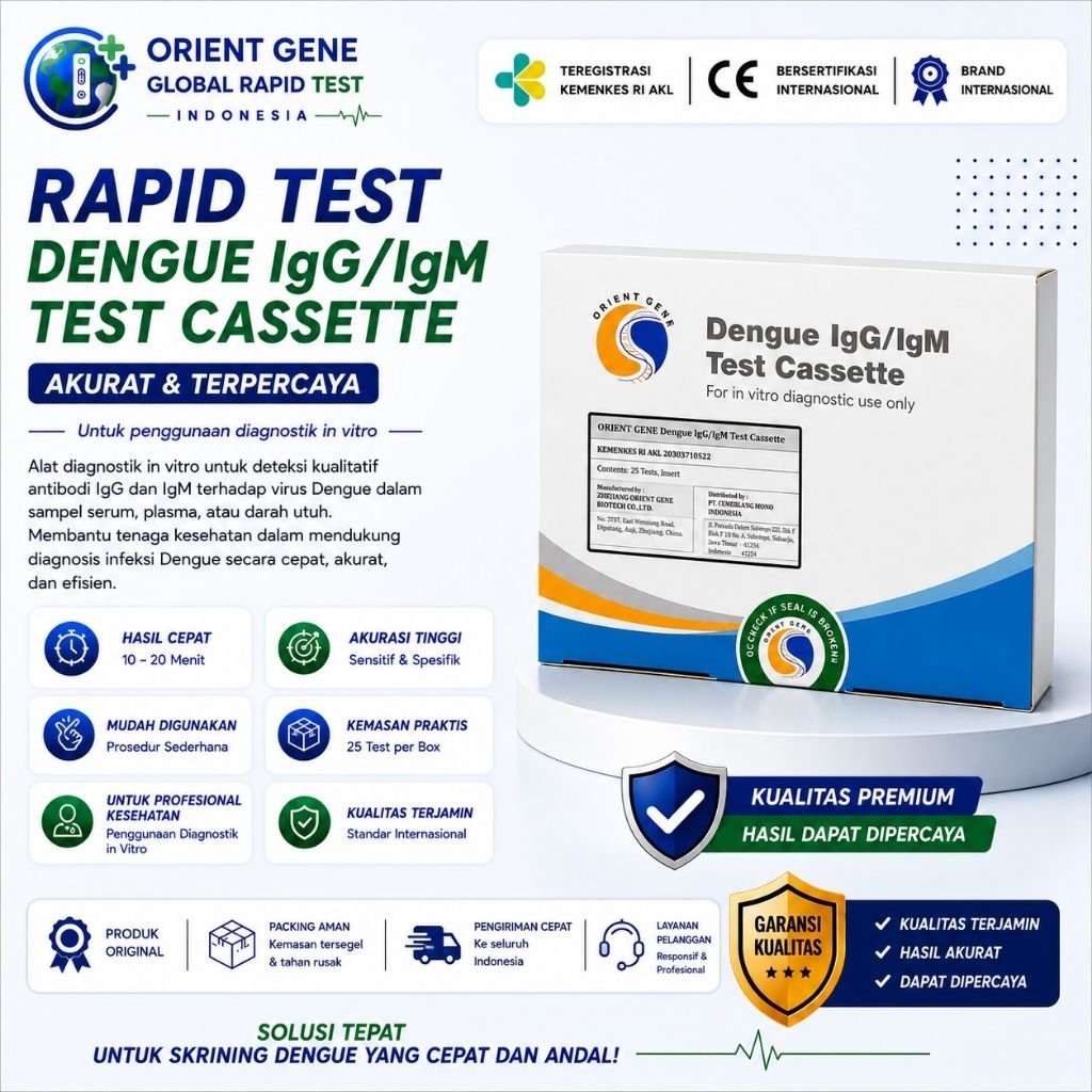 Rapid Test Dengue IgG/IgM Test Cassette 25 Test/Box Rapid Test Demam Berdarah DBD