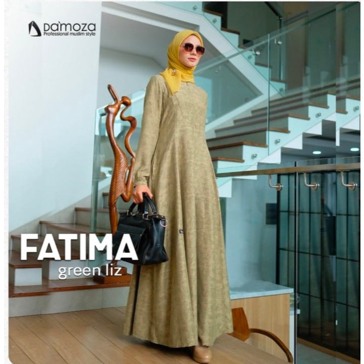 Gamis Fatima Green Liz Damoza Bahan Jacquard Premium Gamis Busui wudhu Friendly