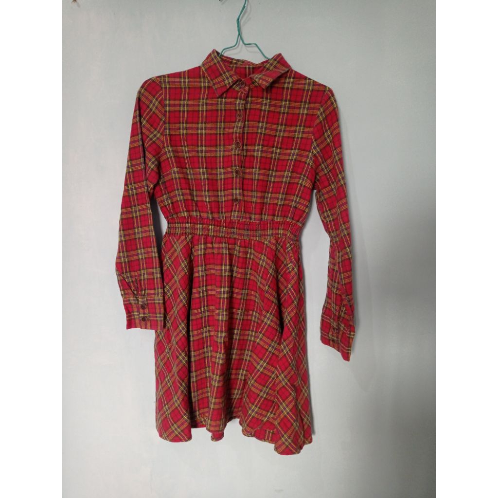 Tunik Flanel Kotak-Kotak Wanita Lengan Panjang