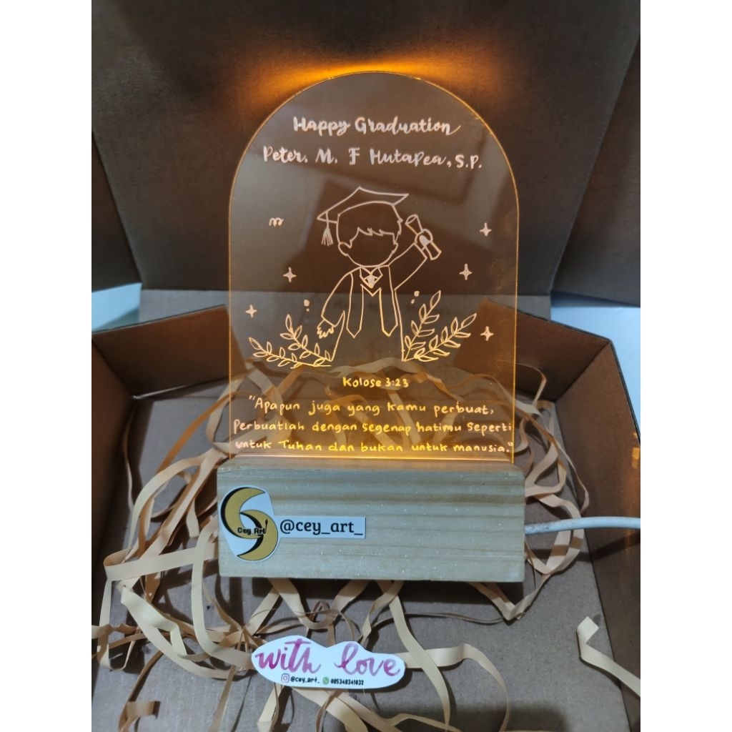 Kado Akrilik Led/Kado Wedding/Kado Wisuda