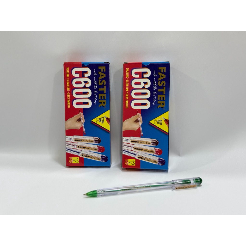 [1 KOTAK] PULPEN FASTER C600 HITAM, BIRU, MERAH BALL PENA / PENA 0.7mm FASTER