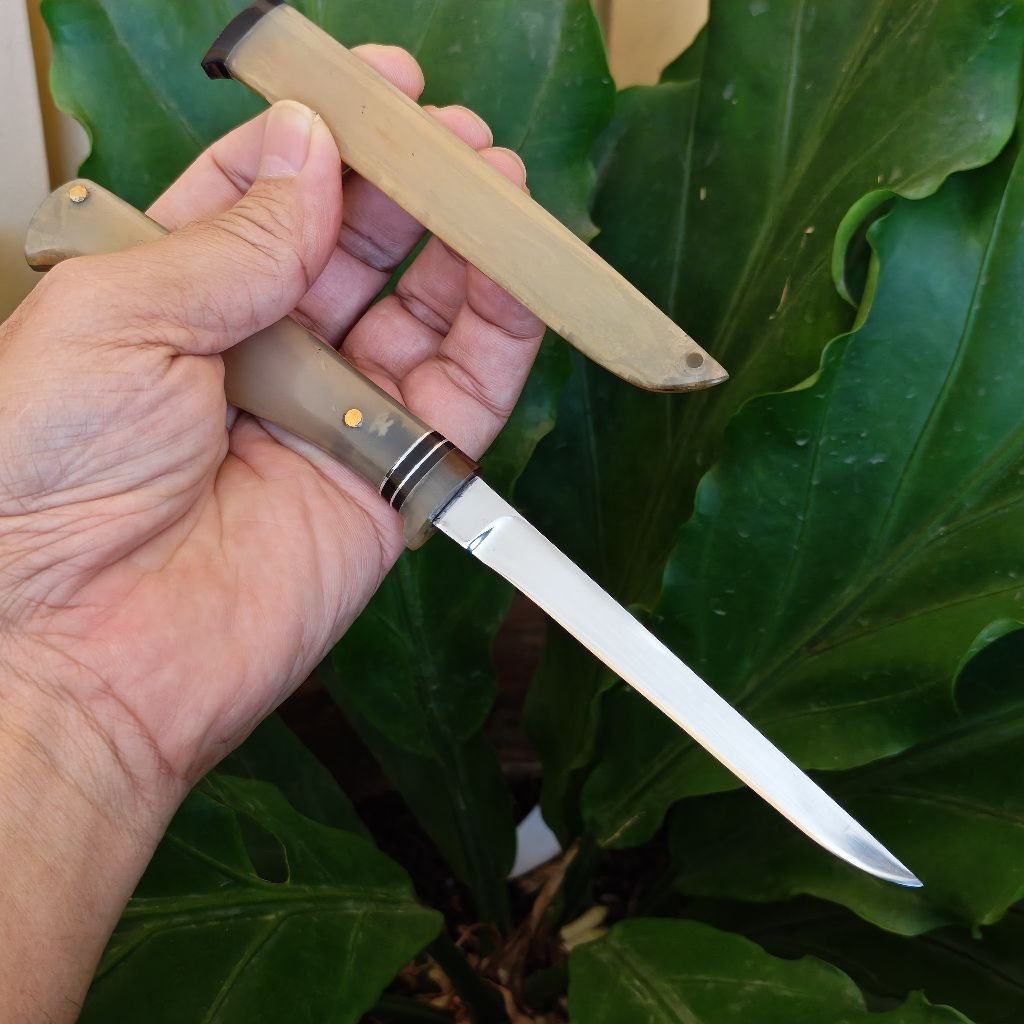 K110 full bule Handmade Boning Kitchen knife. Pisau dapur 10.4 cm dengan material  Bohler K110 yang 