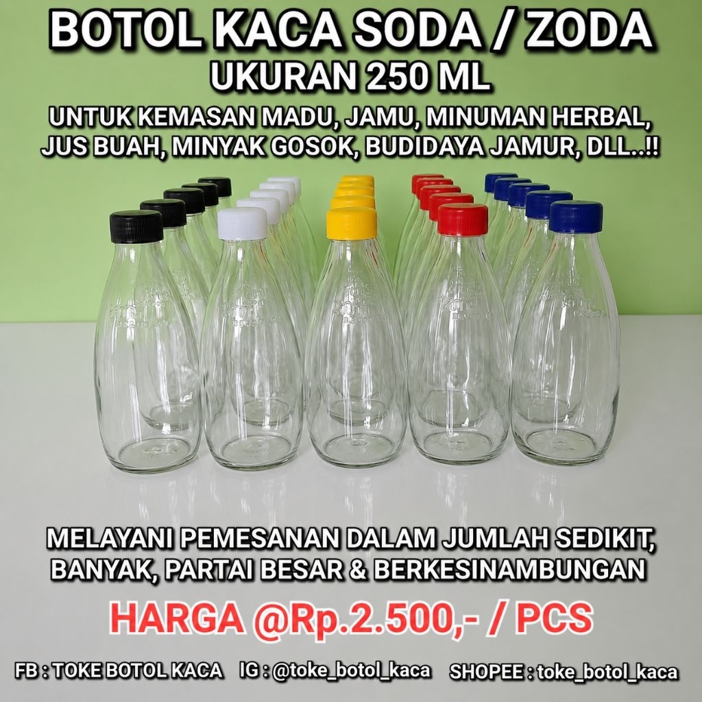 Botol Kaca Soda/Zoda 250 ML (36 Pcs)