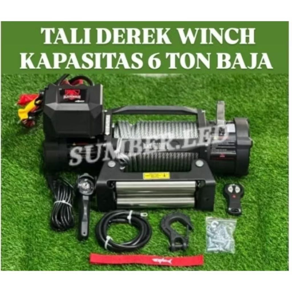 WINCH BLACKHORSE 13000 LBS 6,5 TON TALI BAJA DAN PLASMA TALI DEREK MOBIL WINCH OFFROAD