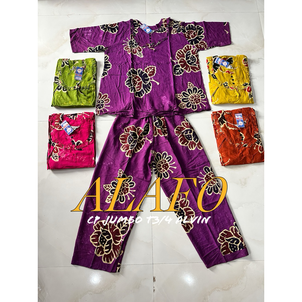 BAJU TIDUR NYAMAN CP JUMBO T3/4 BATIK ALVIN CITAK