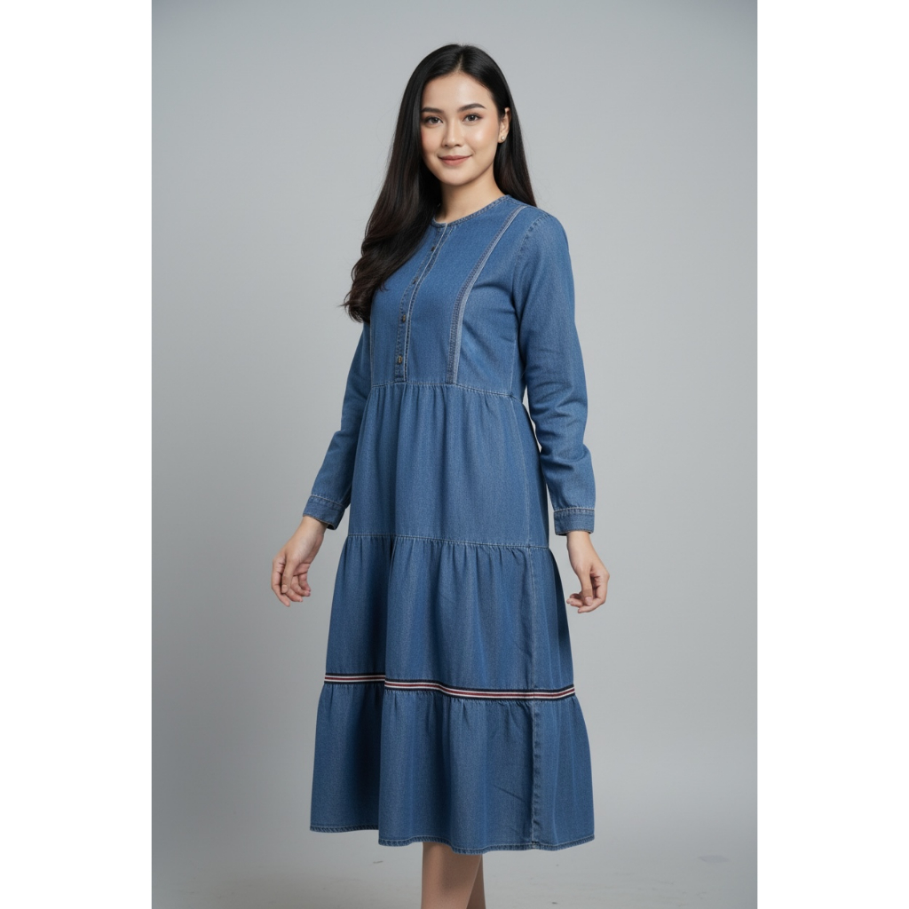 Baju Atasan Levis Gamis Denim Wanita Dress