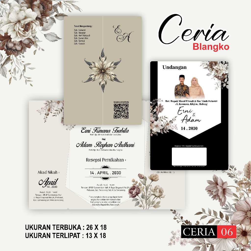 CETAK UNDANGAN PERNIKAHAN SIMPEL ELEGAN AESTETIC RUSTIC KHITANAN KEKINIAN HITAM GELAP CERIA UNDANGAN