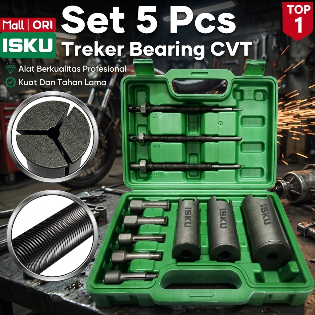 ISKU Treker Bearing CVT Set 5 Pcs Alat Cabut Laher Dalam Internal Bearing Puller Kit 9mm-23mm Pembuk