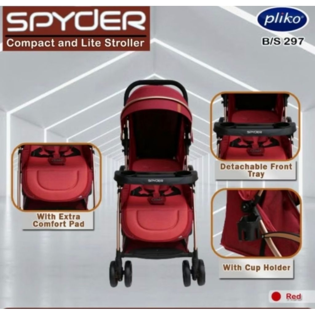 PRELOV Stroller Pliko Spider warna merah