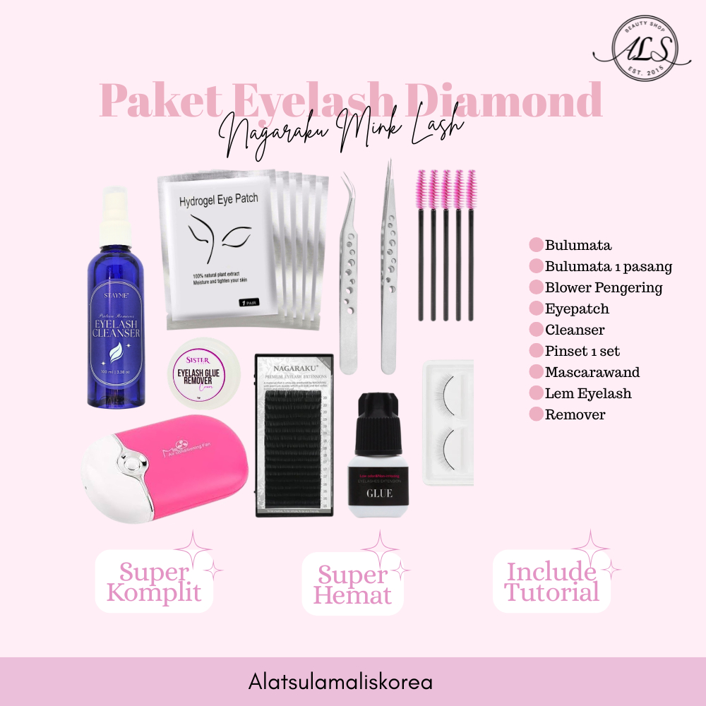 PAKET EYELASH EXTENSION DIAMOND / paket eyelash diamond lengkap