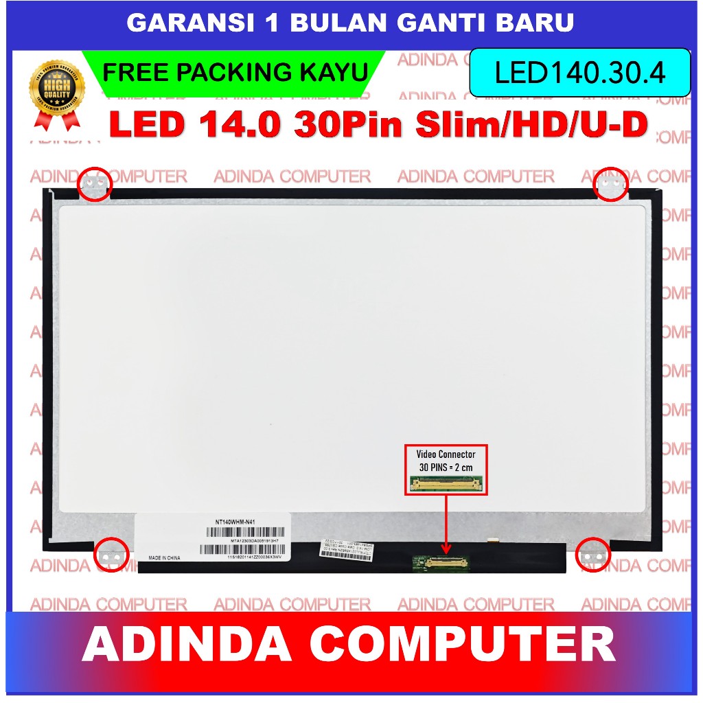LCD LED Lenovo Thinkpad L440 S440 T440 T440P T450 14.0 Inch 30 Slim