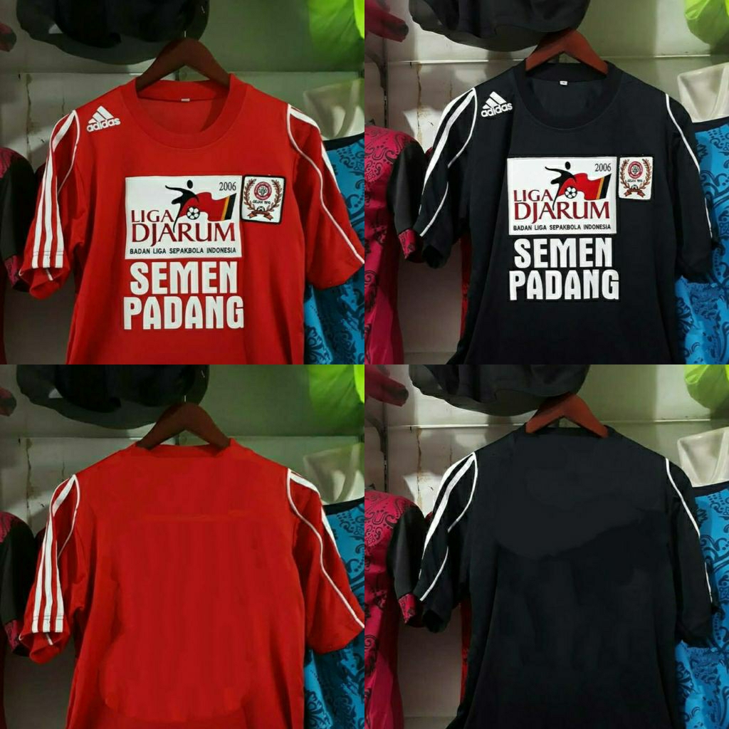 Jersey SEMEN PADANG FC 2006 HOME AWAY Merah Hitam Full PRINTING atau BORDIR Retro REMAKE Lokal