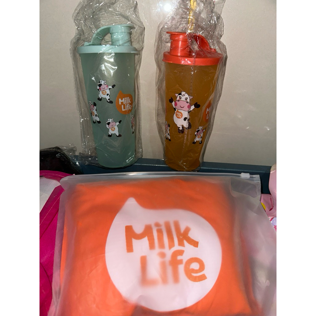 READY paket 1 tumbler dan 1 tas tote bag besar / tas lipat / tas jinjing milk life limited edition j