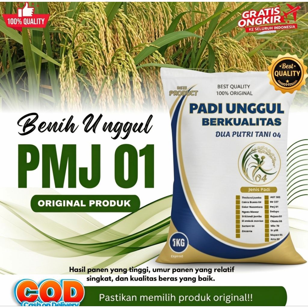Bibit Padi Unggul PMJ 01 Kemasan 1 kg