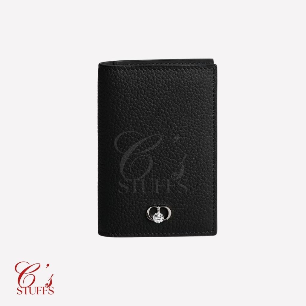 D-OR Bifold Card Holder Wallet | VIP GIFT | Grained Calfskin | Black