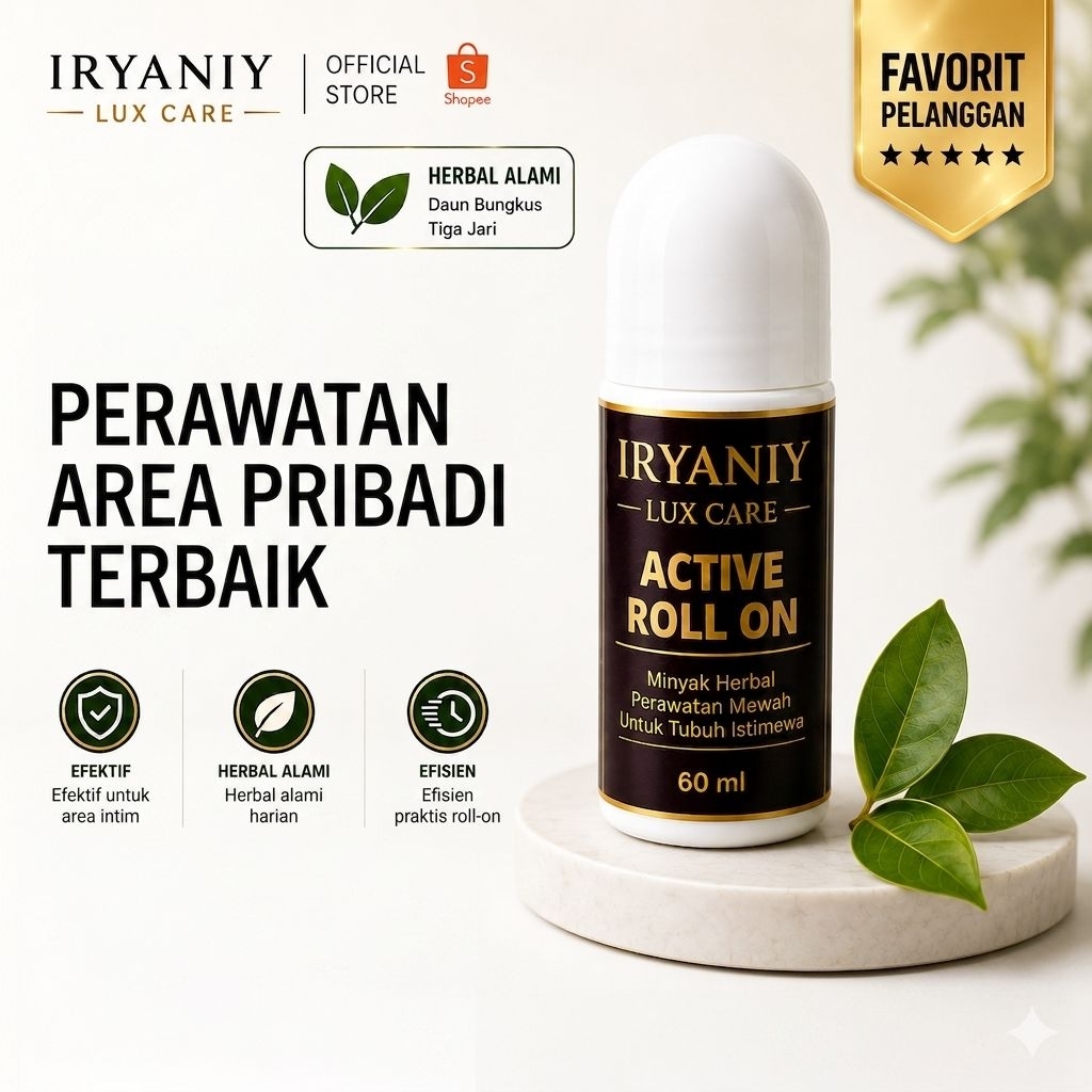 Iryaniy Lux Care Roll On 60ml – Minyak Herbal Pemijatan Area Tubuh Tertentu | Praktis & Luxury