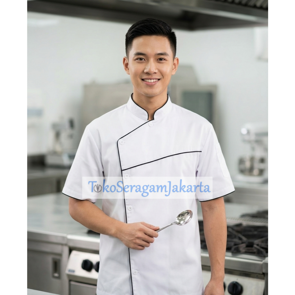 Austin Chef Jacket Baju Jaket Kemeja Koki Chef Cook Jacket Lengan Pendek Unisex Pria
