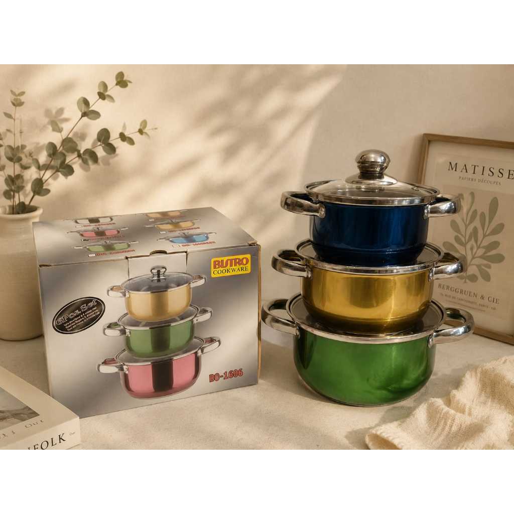 Panci Stainless Steel Bistro 3 Pcs BO-1606 - Warna
