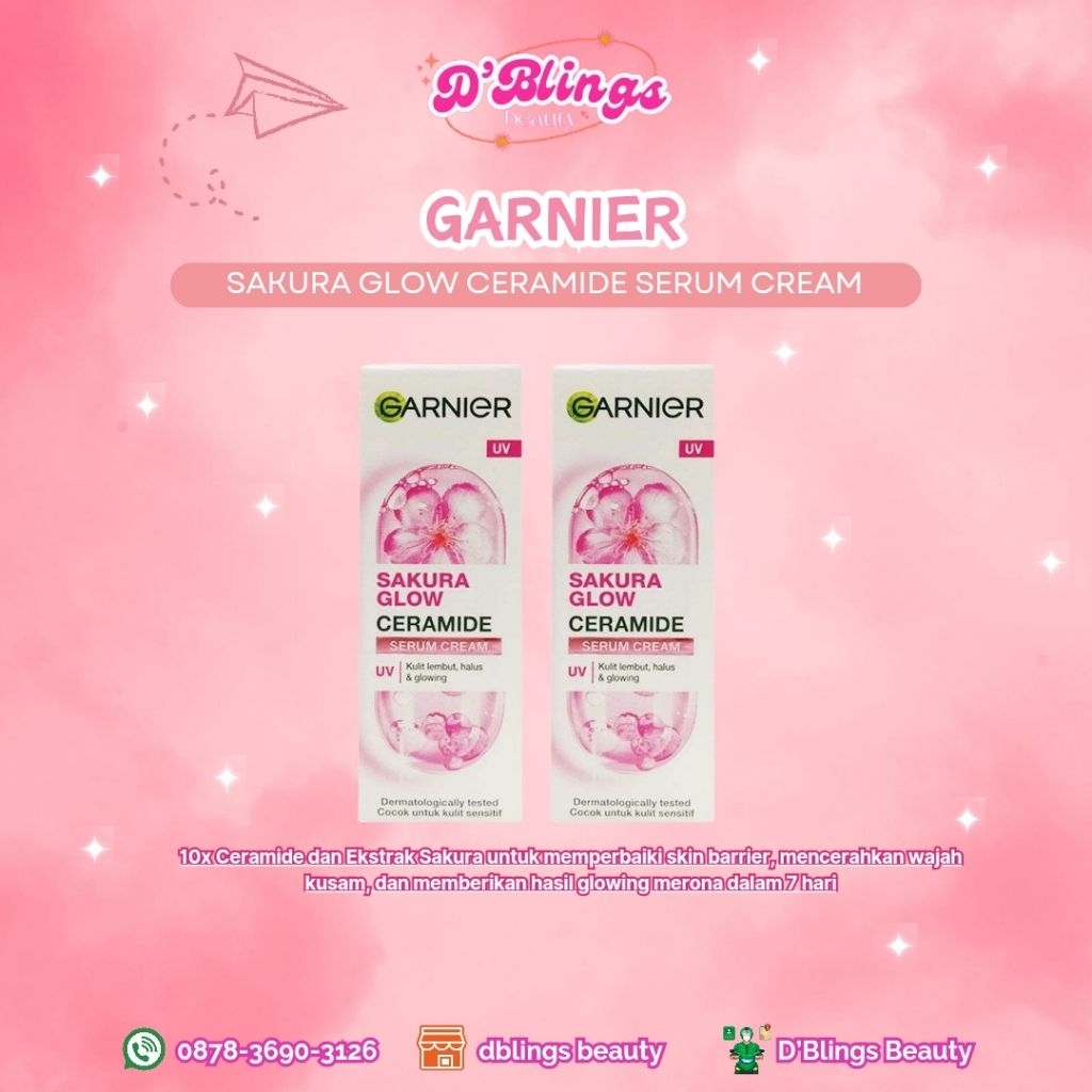 Garnier Sakura Glow Serum Cream 20gr - Mencerahkan, Melembabkan, Antioksidan