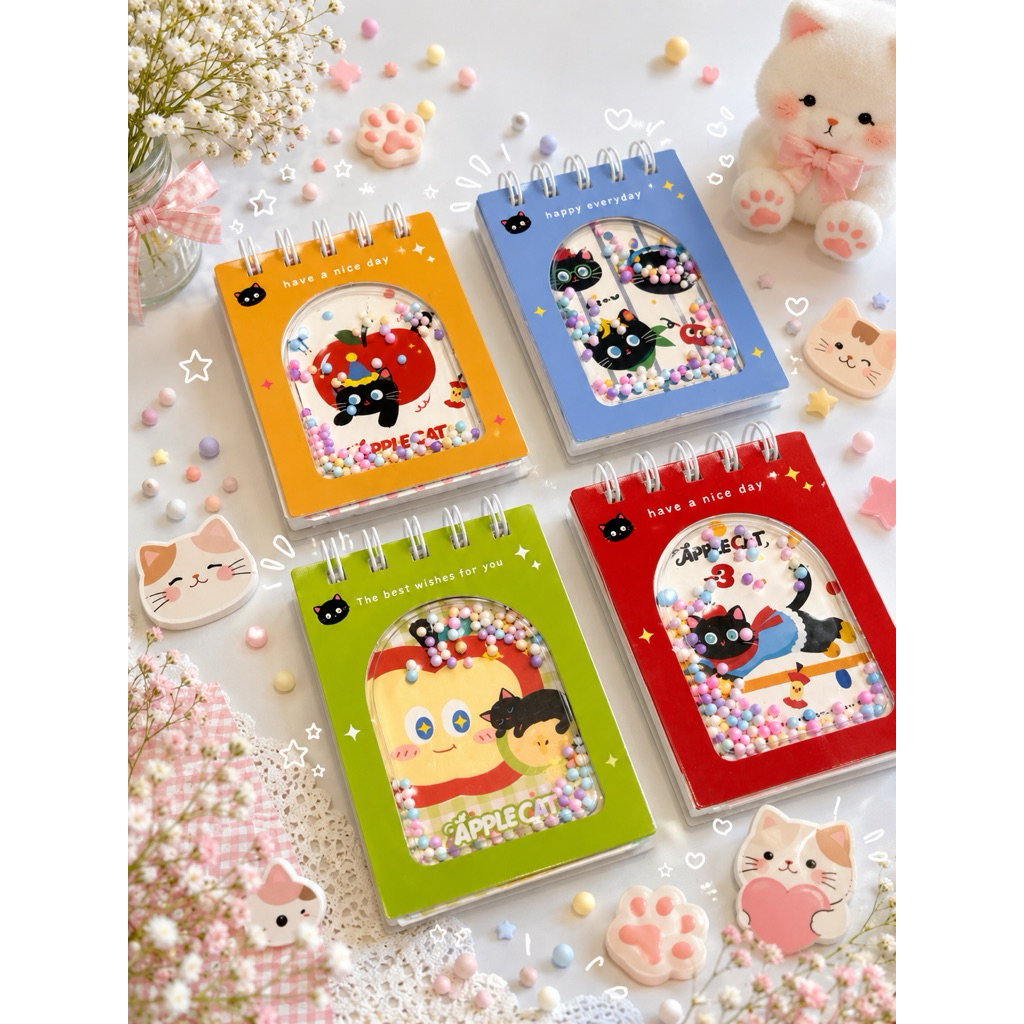NOTEBOOK APPLE CAT | NOTES LUCU | NOTEBOOK CAT