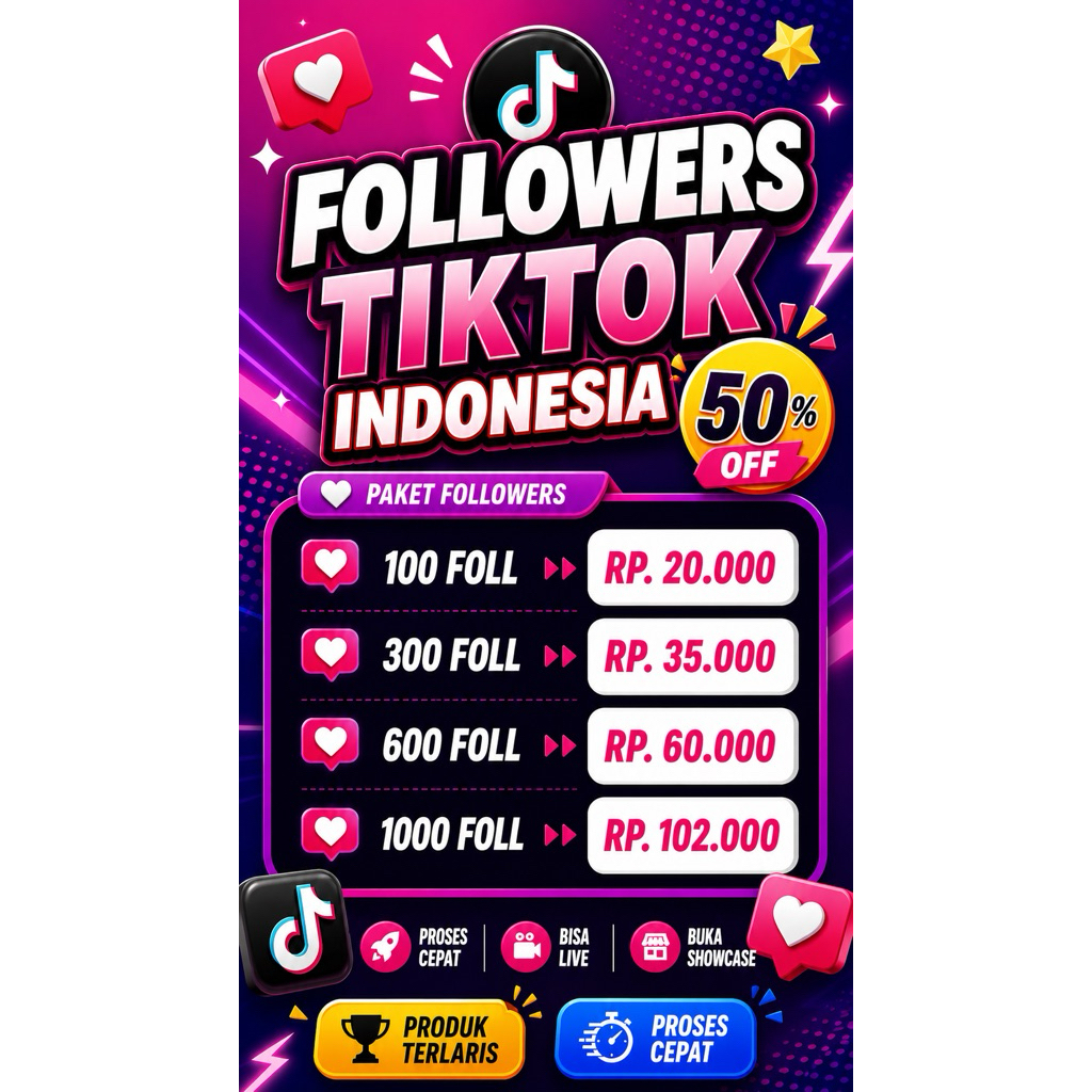 FOLLOWERS TIKTOK INDONESIA REAL AKTIF NO DROP