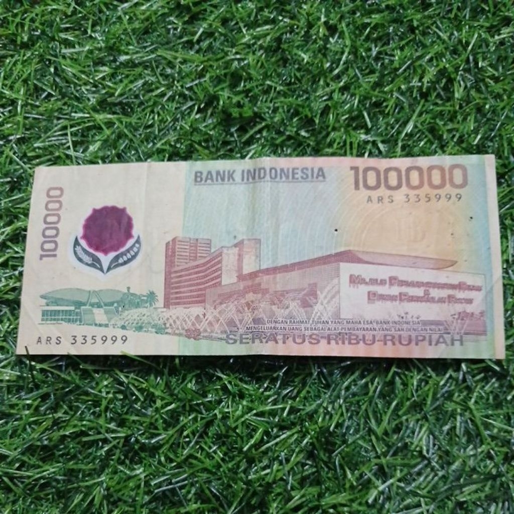 uang kuno 100000 polimer 1999 seri ganjil unik asli bekas edar