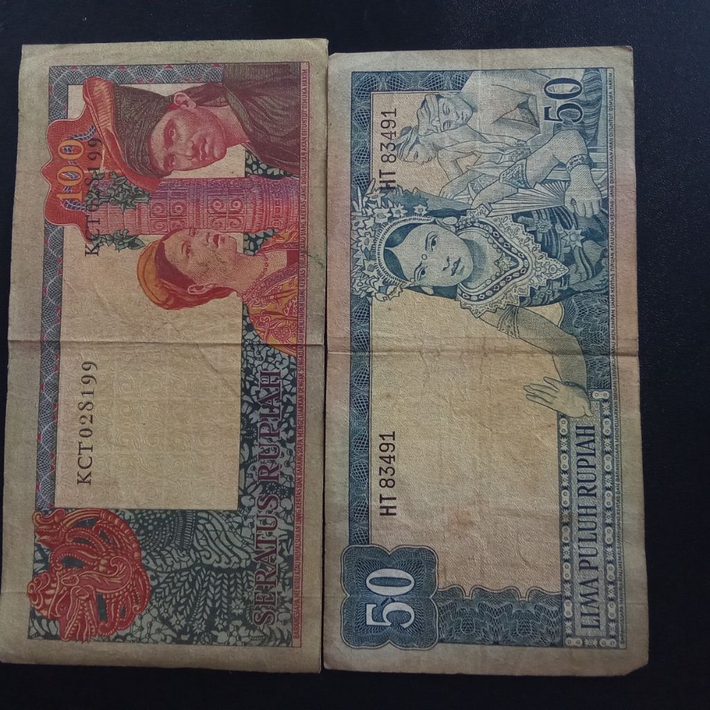 uang kertas kuno 50 & 100 rupiah