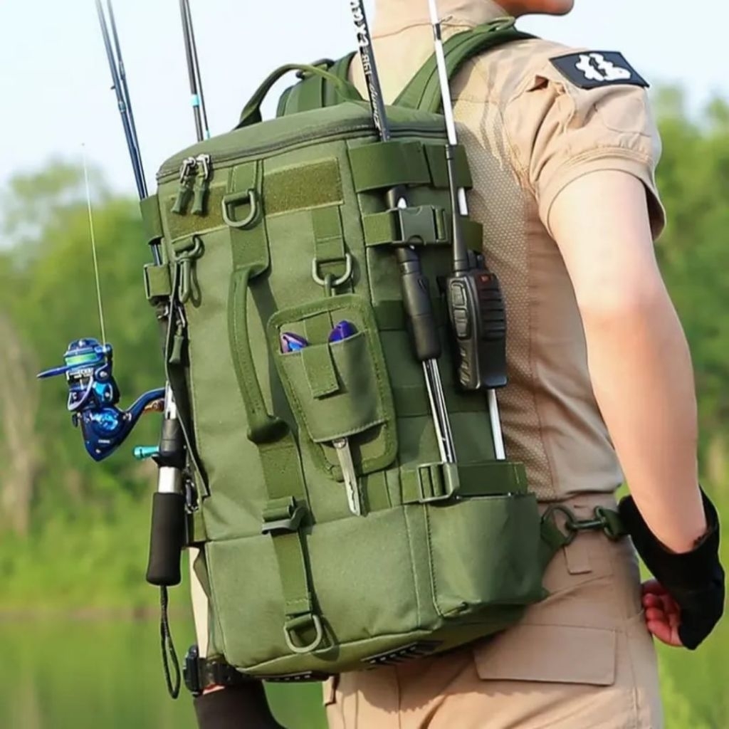 Tas Ransel Pancing, Tas Ransel Pancing dengan Tempat Penyimpanan Joran, Kotak Peralatan Pancing Berk