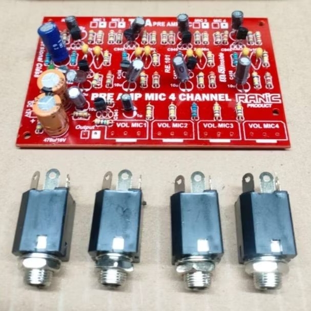 Kit Pre Amp Mic Penguatmic Mixer 4 Channel Plus Soket Mic Akai 4X Model TOA 264