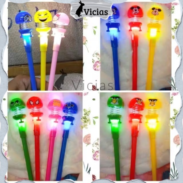 PEN03 - Pulpen Pena LED Lampu Import Unik karakter EMOJI Spring Doll