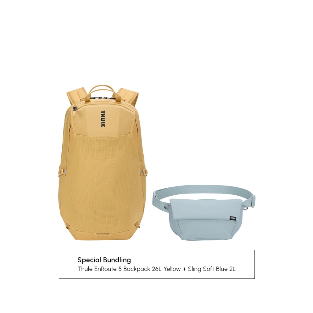 Bundling Thule Enroute 5 26 L Yellow + Thule Enroute 5 2L Sling Soft Blue