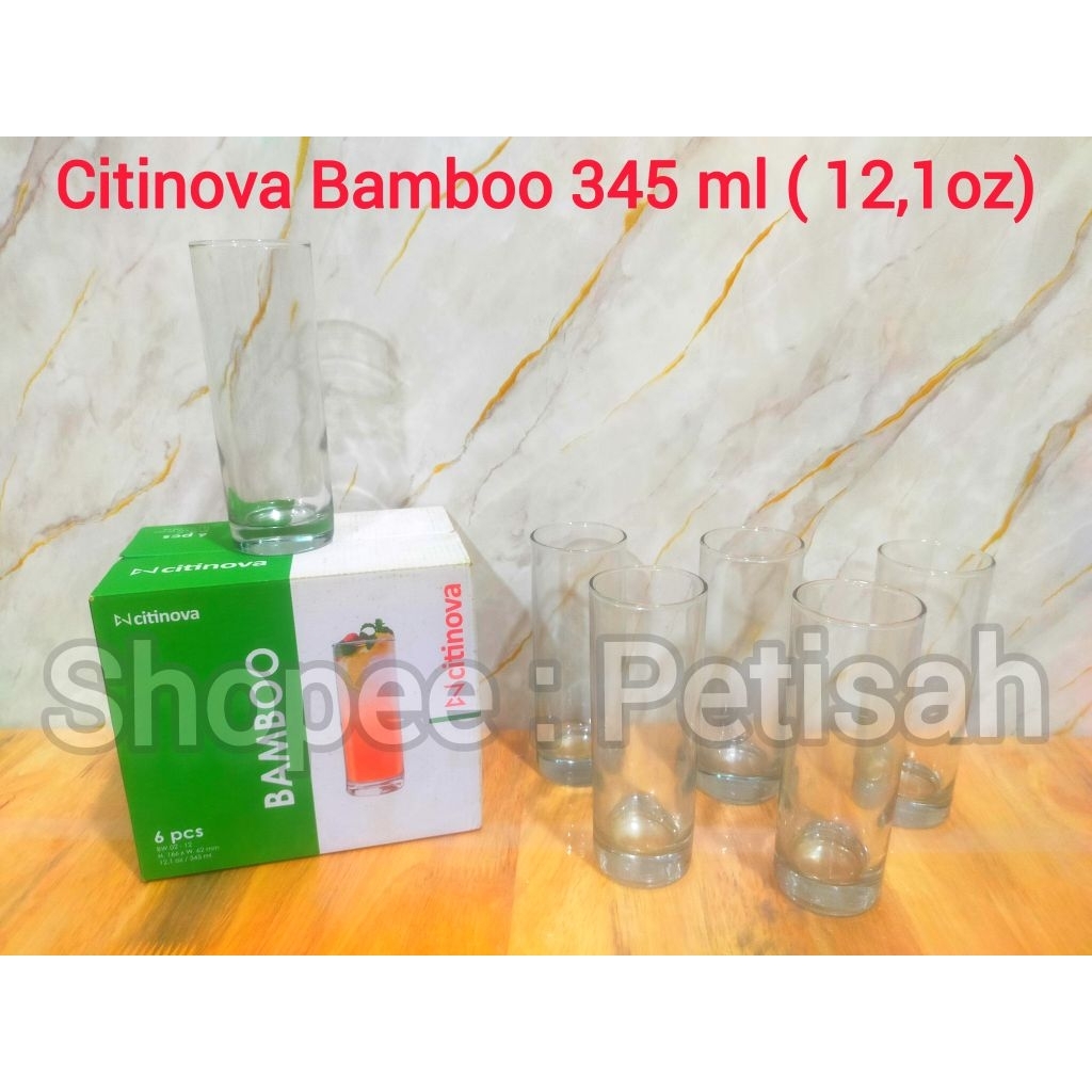 Gelas Citinova Bamboo 345ml 6 Buah / Gelas Highball / Bamboo Glass / Gelas Matcha Latte / Gelas Cafe