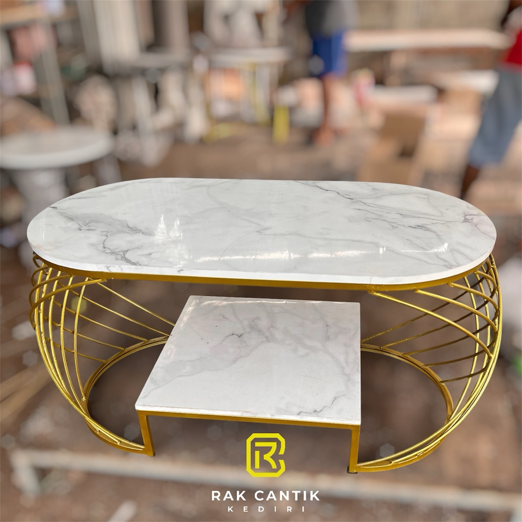 MEJA TAMU MINIMALIS KAKI LENGKUNG BETON ESER