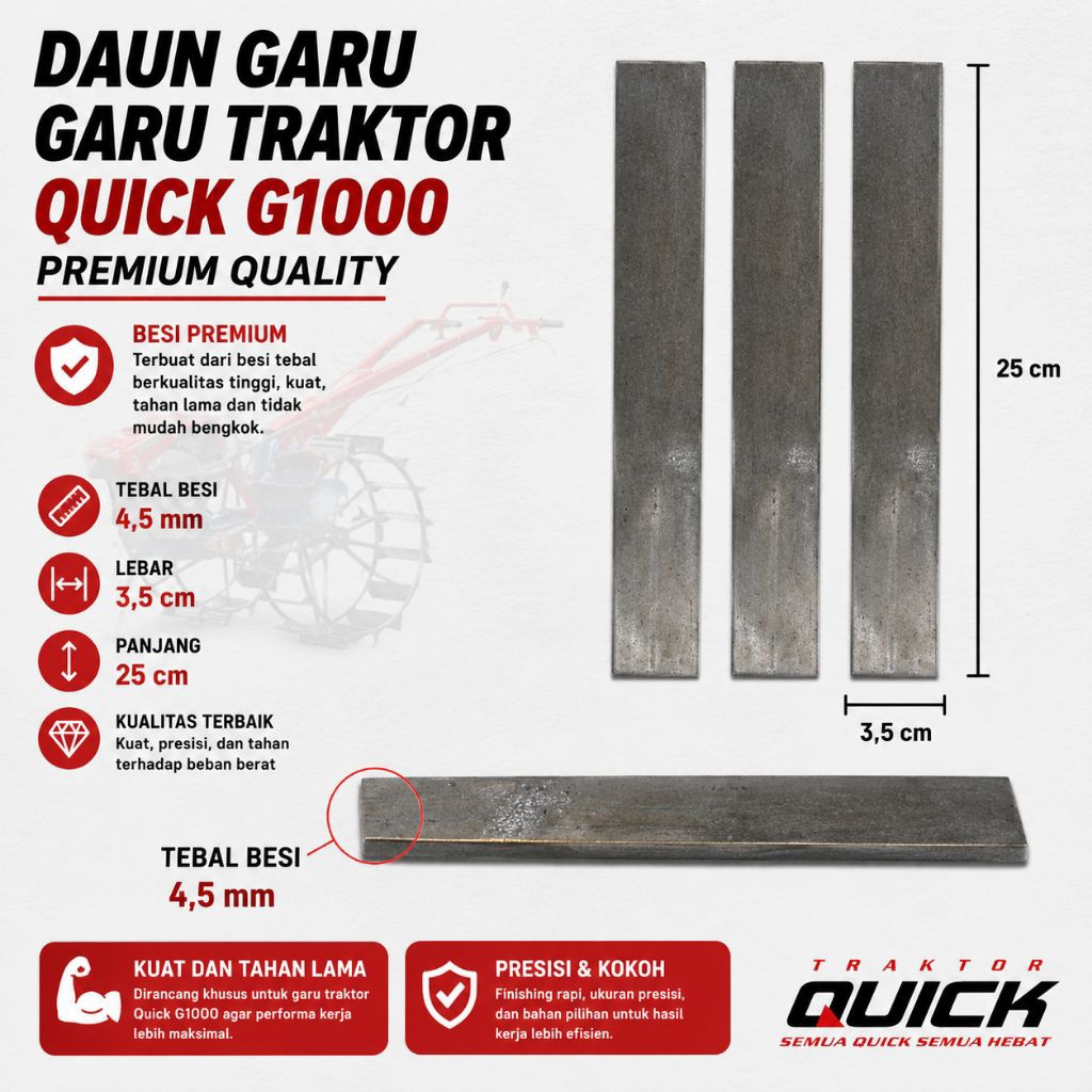 DAUN GARU / UNTU GARU traktor Quick G1000 boxer G3000 G600 dan yanmar besi tebal
