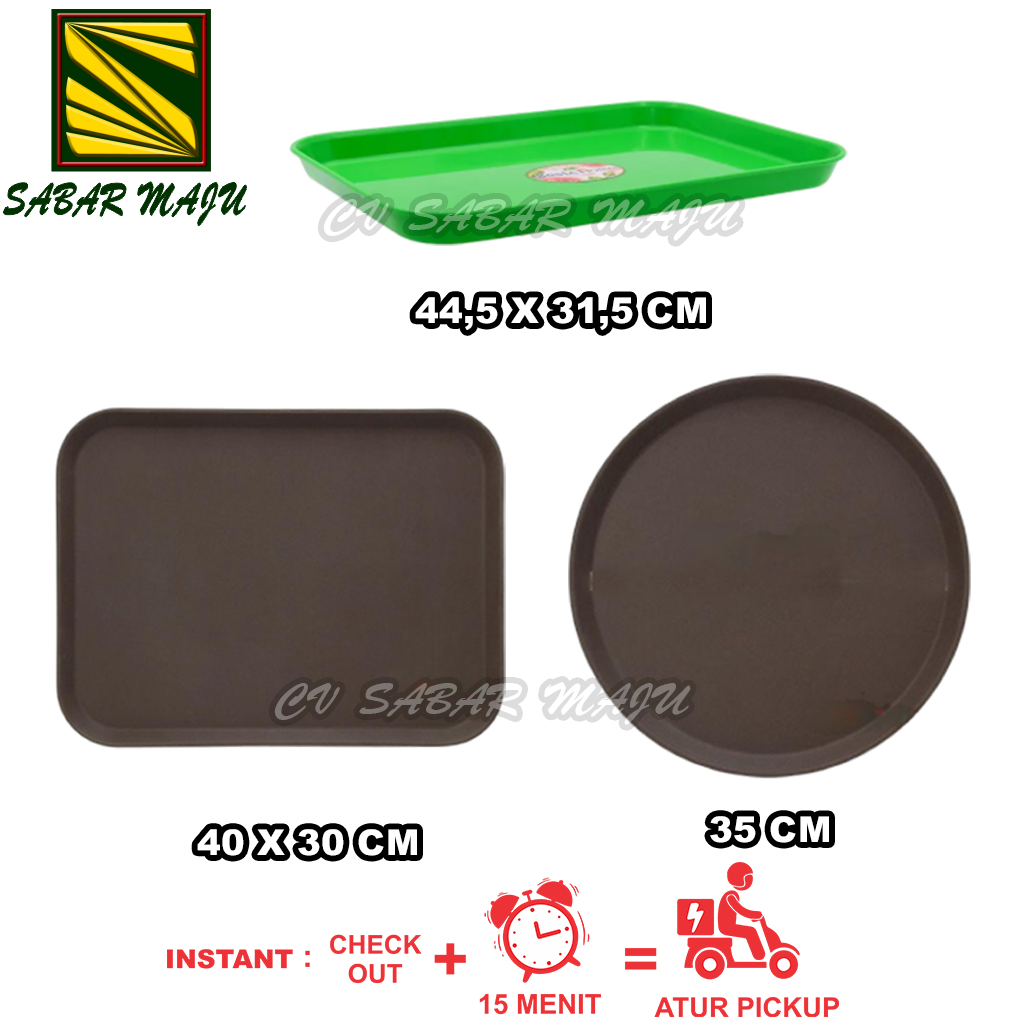 SUBRON Nampan Saji Makanan, Nampan Bulat Anti Slip, Baki Makanan Anti Slip Bulat