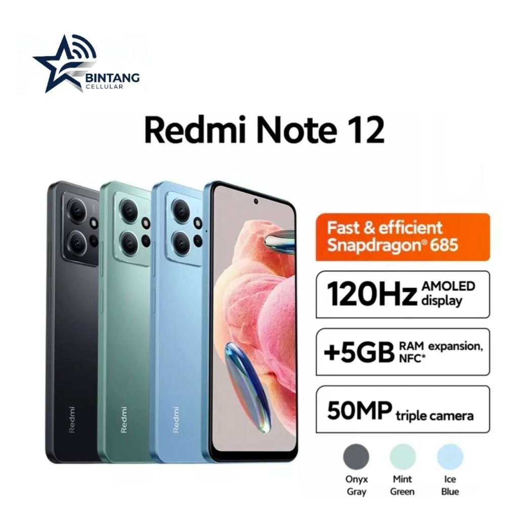 HP XIAOMI REDMI NOTE 12  4/128 GB - REDMI NOTE 12 RAM 4GB INTERNAL 128GB GARANSI RESMI