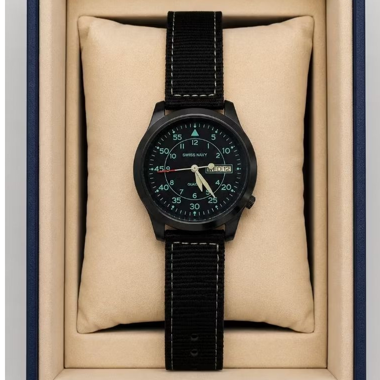 Jam tangan analog pria sport SWISS NAVY SN8805L- KANVAS hitam garansi resmi original 1thn