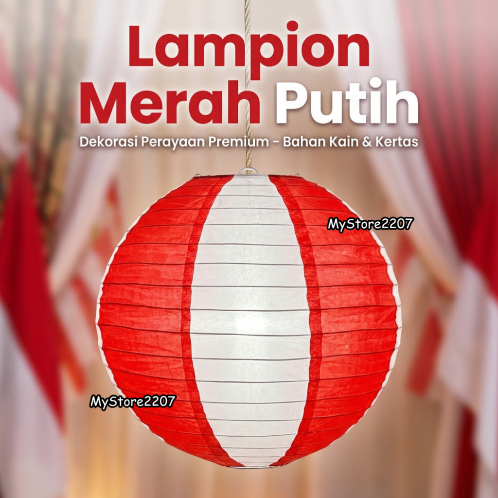 Lampion Merah Putih bahan kain dan kertas / Lampion Kain Merah Putih / Lampion Kertas Agustus
