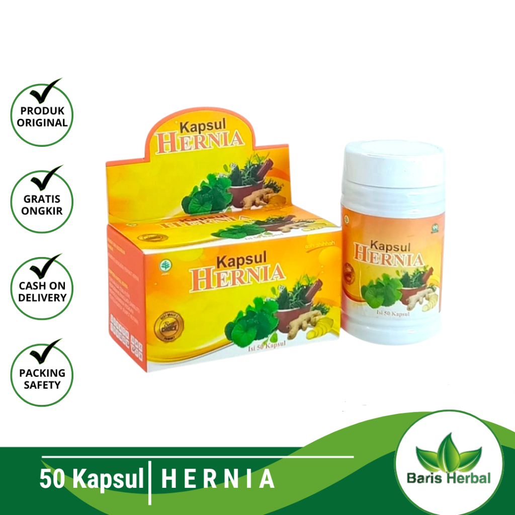 Hernia - Kapsul Hernia Original Isi 50 kapsul - Ash Shihhah Kapsul Obat Herbal Hernia ampuh