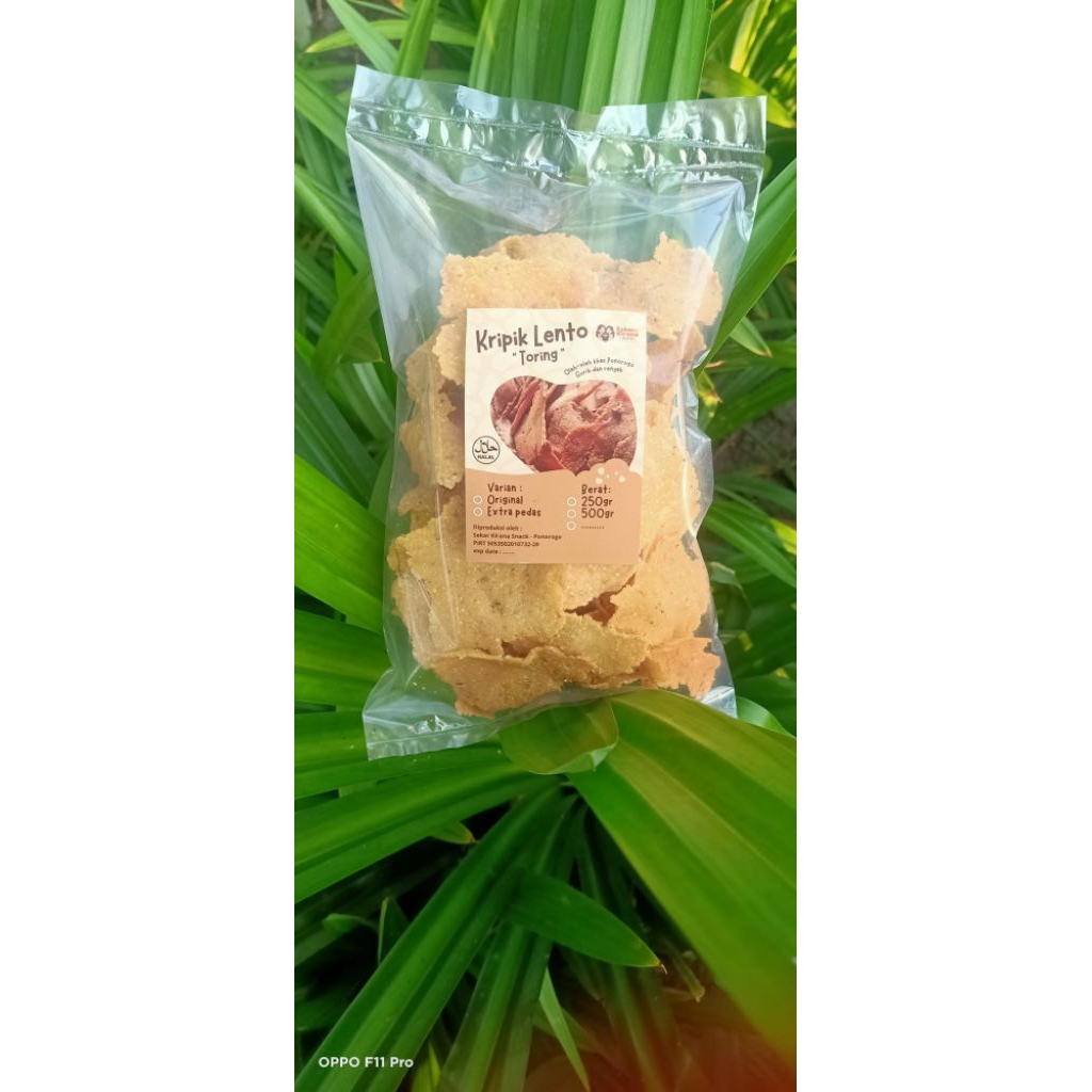 Keripik Lento ( Thoring ) Khas Ponorogo Renyah dan Gurih 500 gr - Original pedas daun jeruk , Extra 