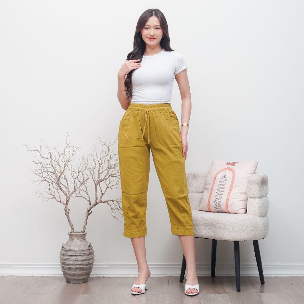 HARUKA PANTS MODEL 7/9 LINEN CRINGKLE TERUPDATE